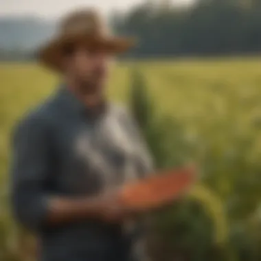 Farmers working in a quinoa field showcasing agronomic practices