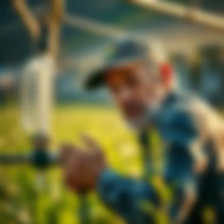 Close-up of a professional setting up an irrigation pump