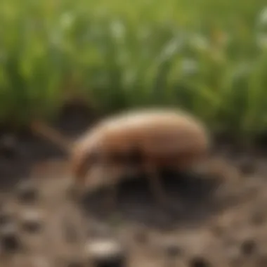 Common Lawn Pests Illustration Illustration of various pests that can damage lawns, such as grubs and beetles