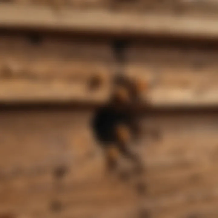 Close-up view of termite damage on wooden structure