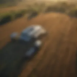 Aerial view of a smart farm utilizing AI technology