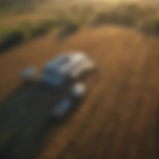 Aerial view of a smart farm utilizing AI technology
