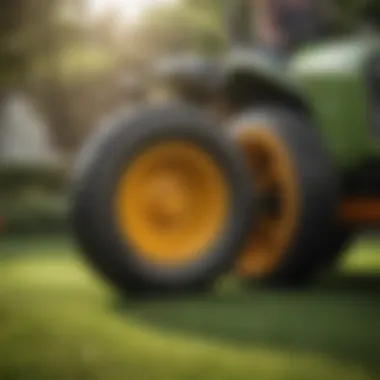 Showcasing Airless Tire Technology in Lawn Care Airless tire technology showcased in a garden setting