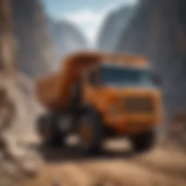 Maintenance procedures being performed on an articulated rock truck