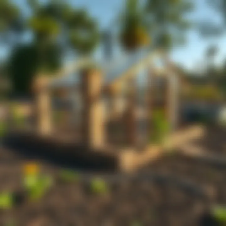 Foundation Layout for Stability An illustration depicting the foundational layout necessary for greenhouse stability