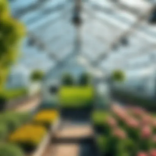 A variety of greenhouse structures showcasing different designs and materials