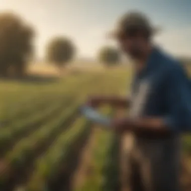 Farmers using digital devices for agriculture