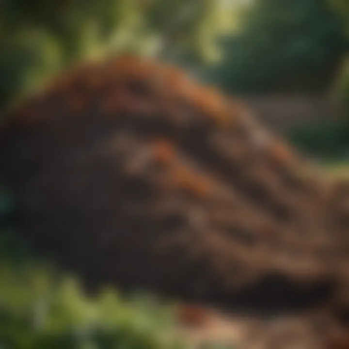 A well-structured compost pile in a garden