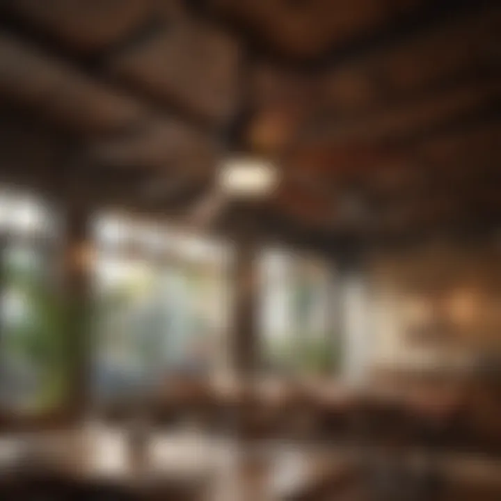 A visually appealing ceiling fan enhancing the ambiance of a restaurant