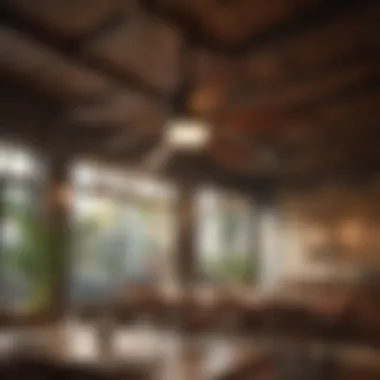 Ceiling Fan Enhancing Restaurant Ambiance A visually appealing ceiling fan enhancing the ambiance of a restaurant