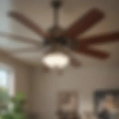 Energy-Efficient Ceiling Fan in Retail An energy-efficient ceiling fan installed in a retail environment