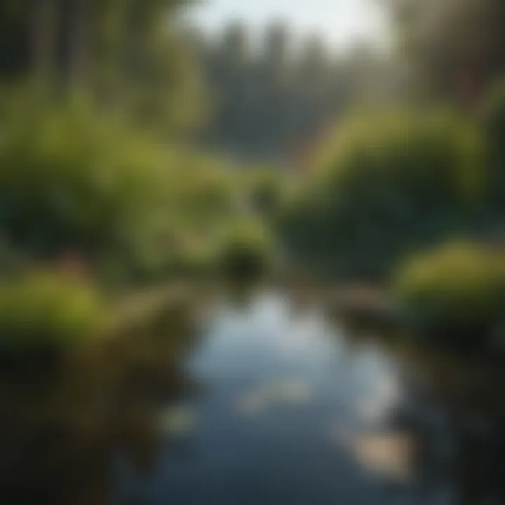 Healthy aquatic plants contributing to pond balance