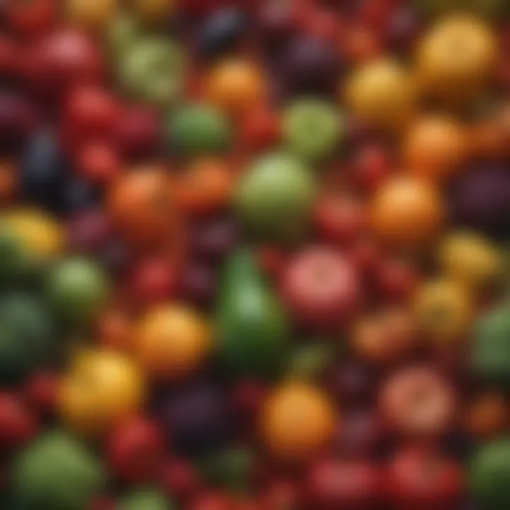 A vibrant display of preserved fruits and vegetables