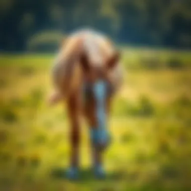 The Essence of Calm in Equine Care A serene horse grazing in a lush pasture, embodying calmness