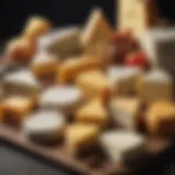 A variety of cheeses showcasing their different textures and colors.