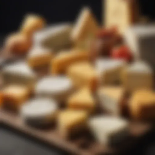 A variety of cheeses showcasing their different textures and colors.