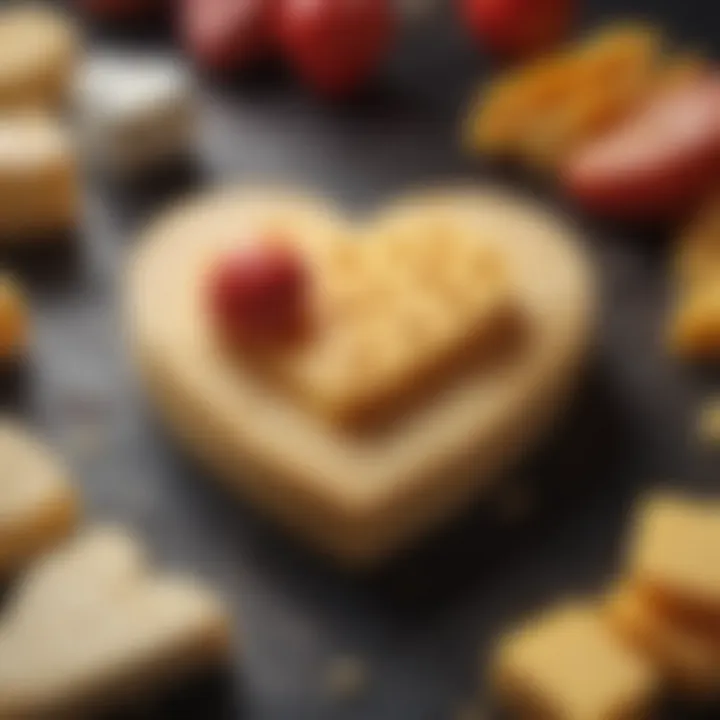A heart symbol surrounded by cheese, illustrating heart health.