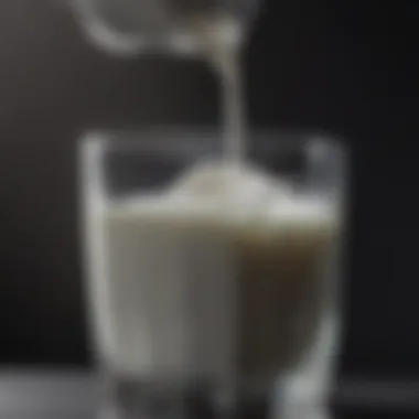 Thawed milk in a glass