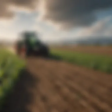Sustainable Agriculture and Carbon Emissions A lush agricultural field demonstrating sustainable farming practices.