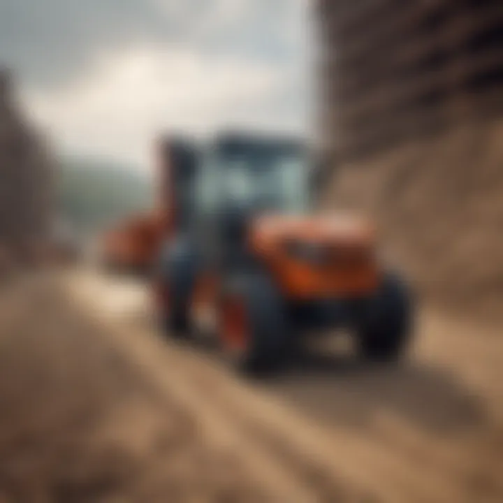 Case off-road forklift operating in a construction site