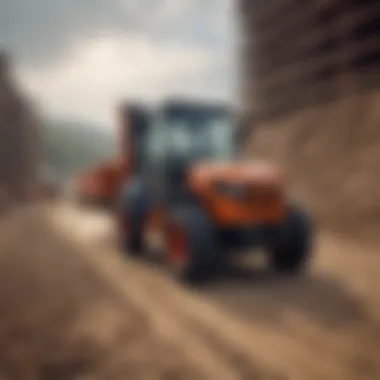 Case Off-Road Forklift at Work in Construction Case off-road forklift operating in a construction site