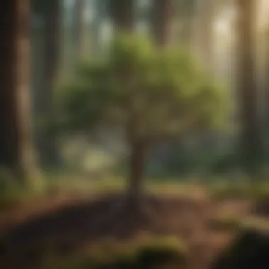Illustration of cedar saplings thriving in their natural habitat