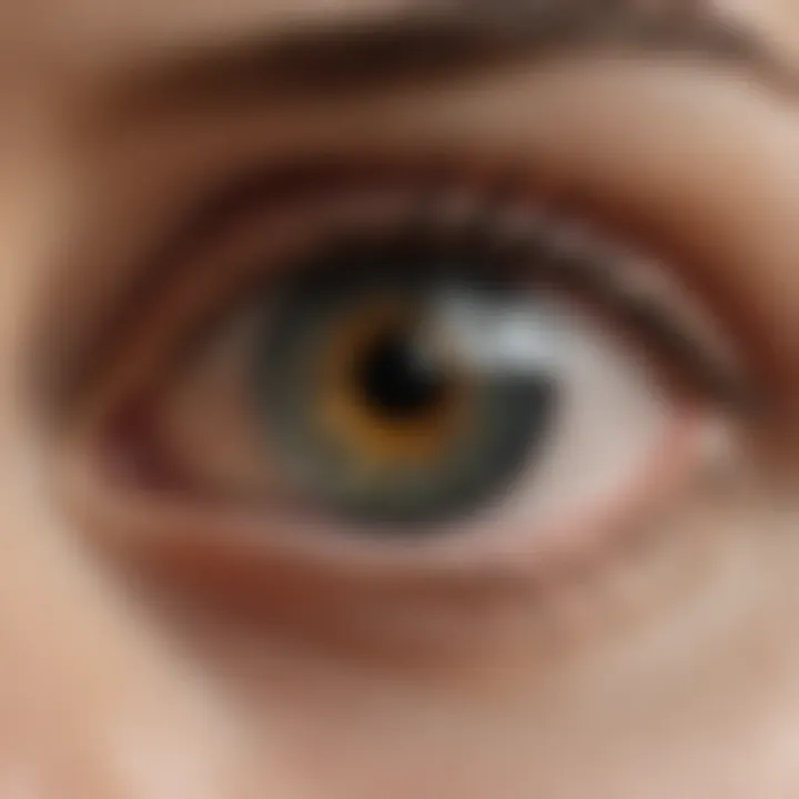 Close-up view of Citha Gray contact lenses showcasing their unique design and color.