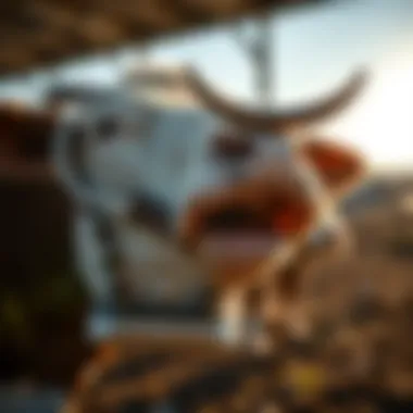 Close-up of cow fly dust bag mechanism