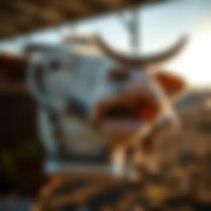 Close-up of cow fly dust bag mechanism