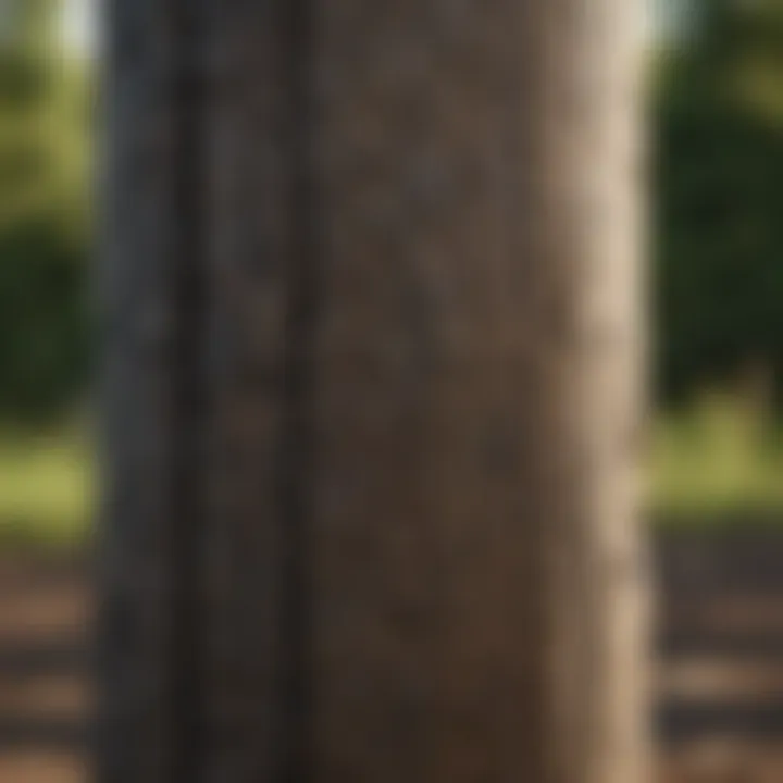 Close-up view of fiber fence post material showing durability