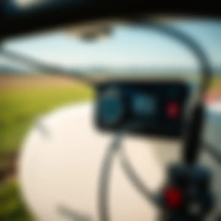 Close-up of sprayer tank controls