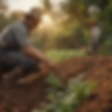 Farmers applying coco mix in sustainable farming practices