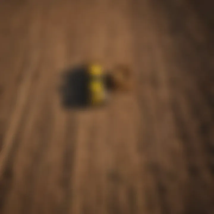 Aerial view of agricultural land with cat loader