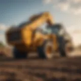 A modern cat loader in an agricultural field