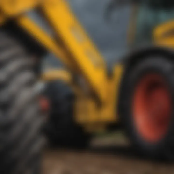 Close-up of front end loader attachment on a Yanmar tractor