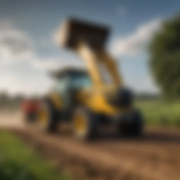 Yanmar tractor equipped with a front end loader in a field