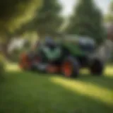 Robust Lawn Tractor in Action on a Lush Green Lawn