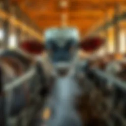 A fly fogger in action in a cattle barn