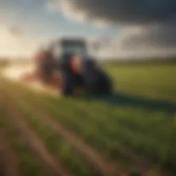 Illustration of postemergence herbicides in action in a field