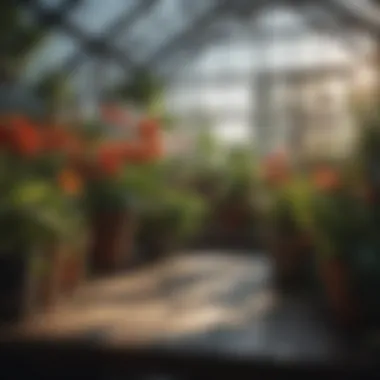 Thriving Plants in a Tabletop Greenhouse Vibrant plants thriving in a well-maintained greenhouse