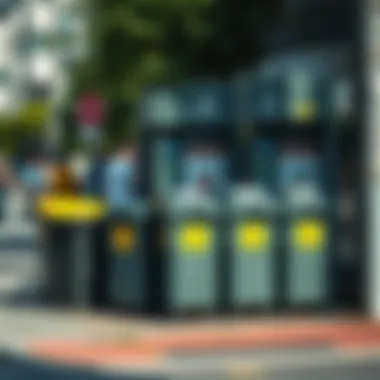 Smart Waste Management: The Key to a Cleaner Urban Future Innovative waste management solutions with sorting bins in a city environment