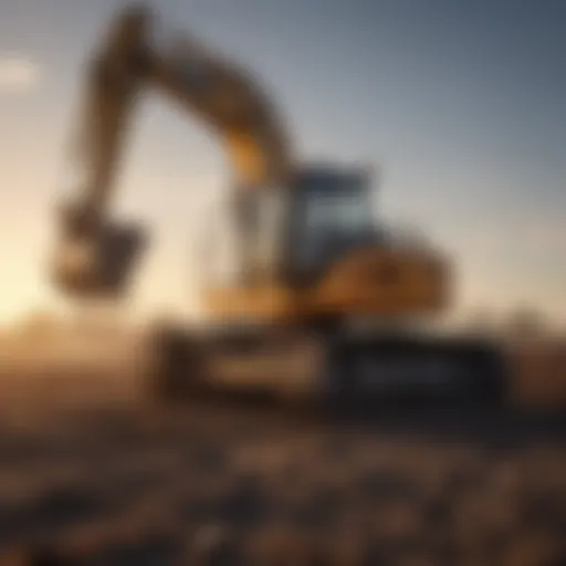 Excavator operating in a field