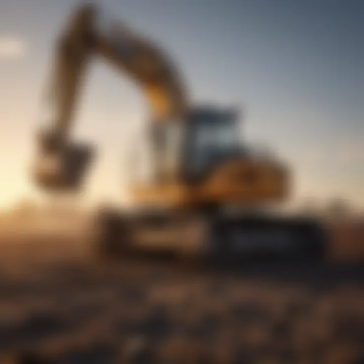 Excavator operating in a field