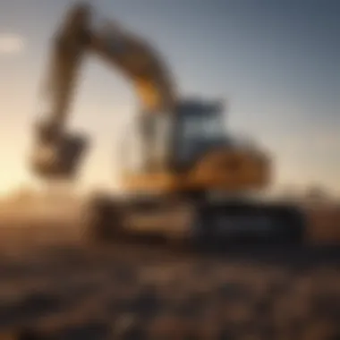 Excavator in Action: Transforming Agricultural Landscapes Excavator operating in a field