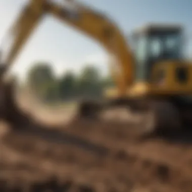 Excavator assisting in soil preparation