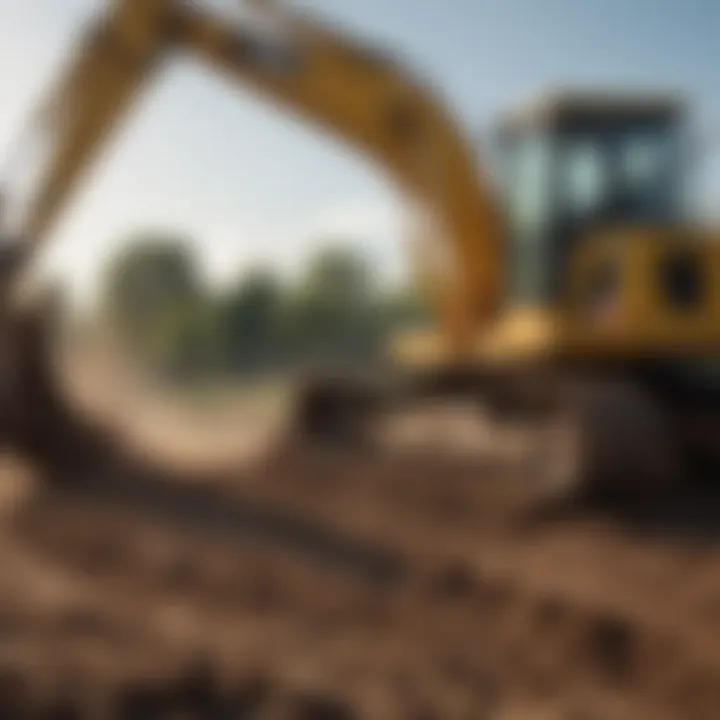 Excavator assisting in soil preparation