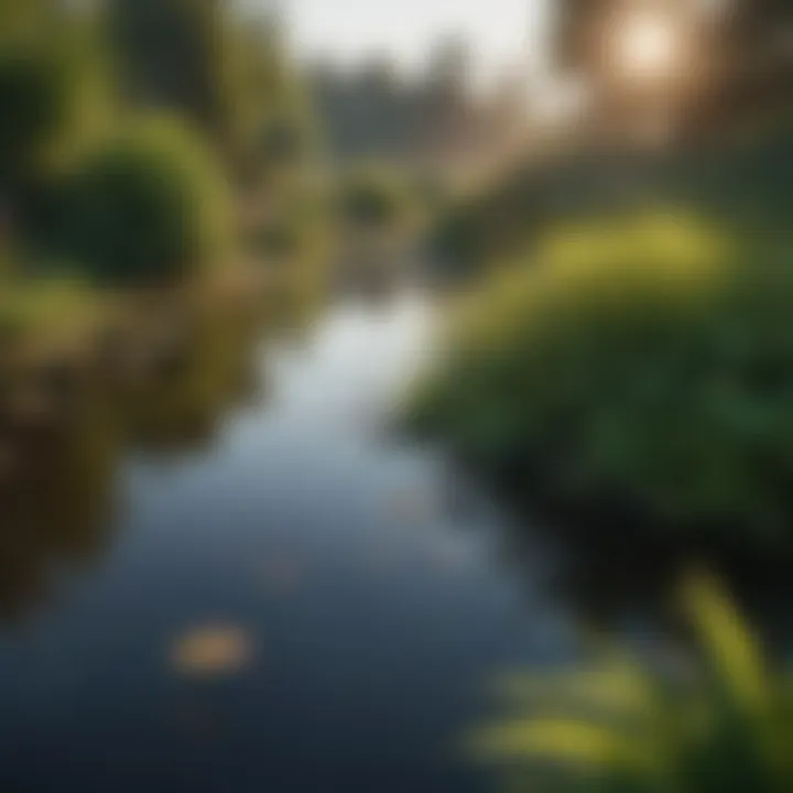 Healthy aquatic plants thriving in a well-maintained pond