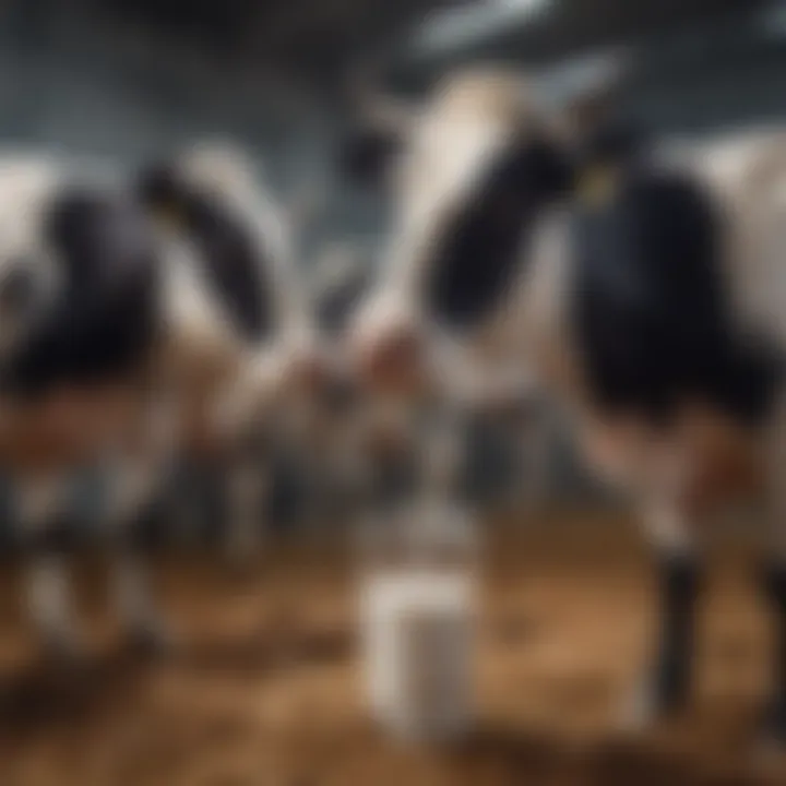 Cows interacting with robotic milking machines