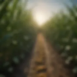 Corn field under a clear sky showcasing healthy crops
