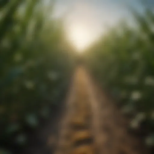 Corn field under a clear sky showcasing healthy crops